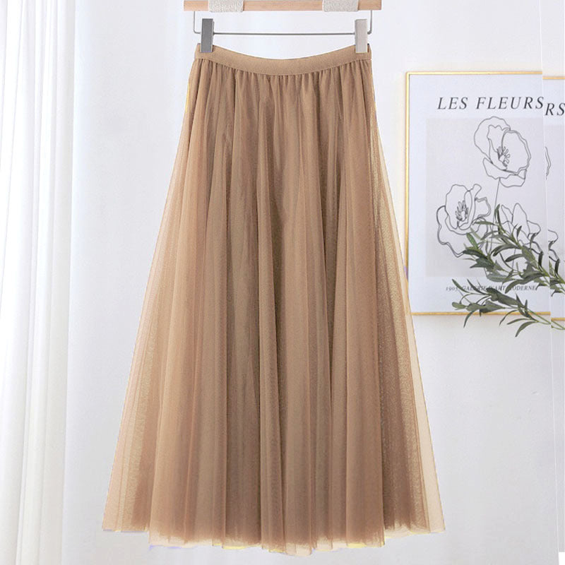 Women's Tulle Skirt Layered Floor-Length A-Line Elastic Waistband