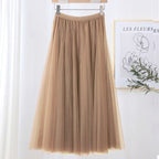 Women's Tulle Skirt Layered Floor-Length A-Line Elastic Waistband