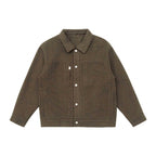 Men's Oversize Shirt Jacket in Boxy Cut made of Wool Blend with Snap Button Placket and Patch Pockets Fashion Glam