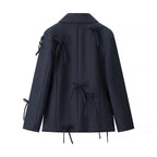 Women's Oversized Blazer Jacket with Decorative Bows and Fine Tailoring Fashion Glam