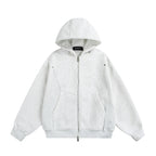 Unisex Boxy Hoodie Jacket with Two-Way Zipper and Geometric Seam Details Fashion Glam