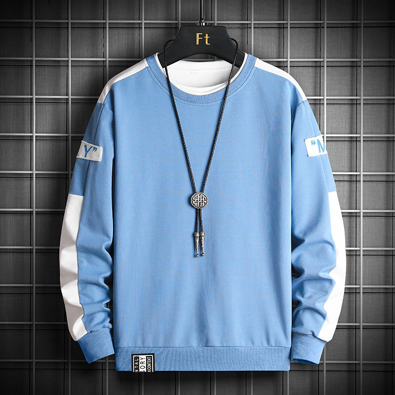 Men's Loose Sweatshirt in Urban Layer Look with Shoulder Panels and Ribbed Hem Fashion Glam