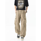 Men's Loose Cargo Pants in Baggy Cut with Utility Pockets and Drawstring Waist Fashion Glam