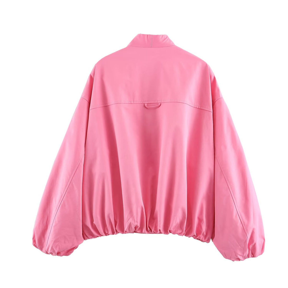 Women's Oversized Bomber Jacket with Kimono Sleeves and Elastic Hem Fashion Glam