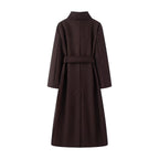 Women oversized wool blend coat with stand-up collar and tie belt Fashion Glam