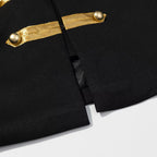 Women's military-inspired short jacket with stand-up collar and golden braid trimmings Fashion Glam