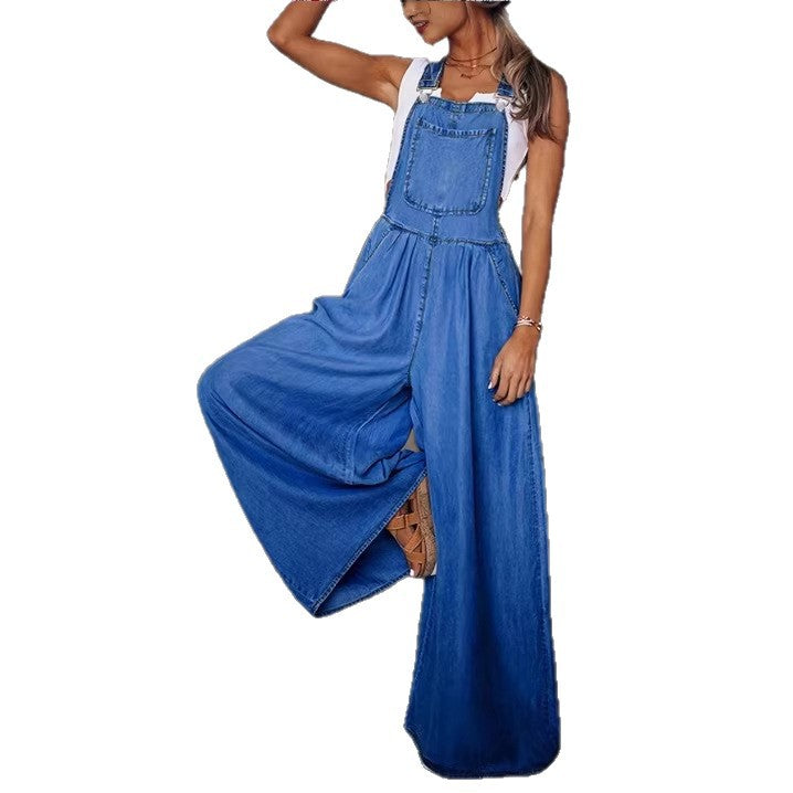 Ladies Wide Overalls in Palazzo Style with Adjustable Straps Fashion Glam
