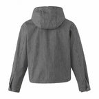 Unisex hooded jacket in boxy cut with double zipper and pinstripe look Fashion Glam