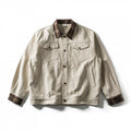 Men's Oversize Trucker Jacket made of Canvas with Contrast Check Collar and Patch Chest Pockets Fashion Glam