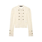 Women's lace jacket with Mandarin collar and decorative frog closures Fashion Glam