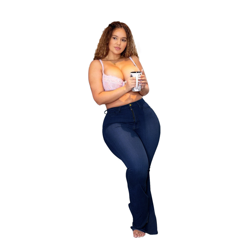 Ladies High-Waist Flared Jeans in figure-enhancing Curvy Cut Fashion Glam