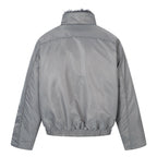 Men's short jacket in retro puffer style with high-closing faux fur collar and decorative wave quilting Fashion Glam