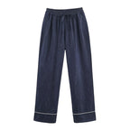 Women's Loose Fit Denim Pants with Elastic Waistband and Drawstring Fashion Glam