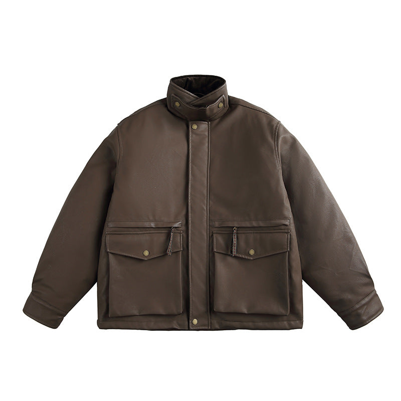 Men's Boxy-padded Utility blazer with high stand-up collar and patch pockets Fashion Glam