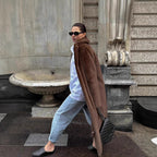 Ladies longer high-pile coat made of faux fur with shawl collar and casual cut Fashion Glam