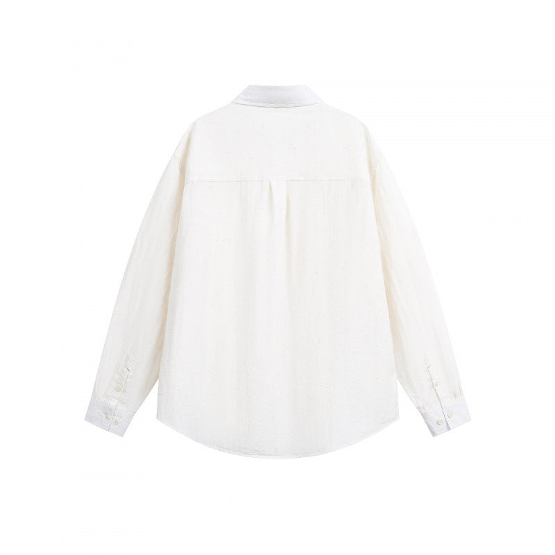 Unisex Oversize Light Linen Blend Shirt with Chest Pocket, Notched Collar and Sleeve Cuff Fashion Glam