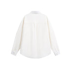 Unisex Oversize Light Linen Blend Shirt with Chest Pocket, Notched Collar and Sleeve Cuff Fashion Glam