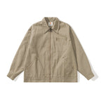 Unisex Boxy Canvas Worker Jacket with Front Zip and Stud Applications Fashion Glam