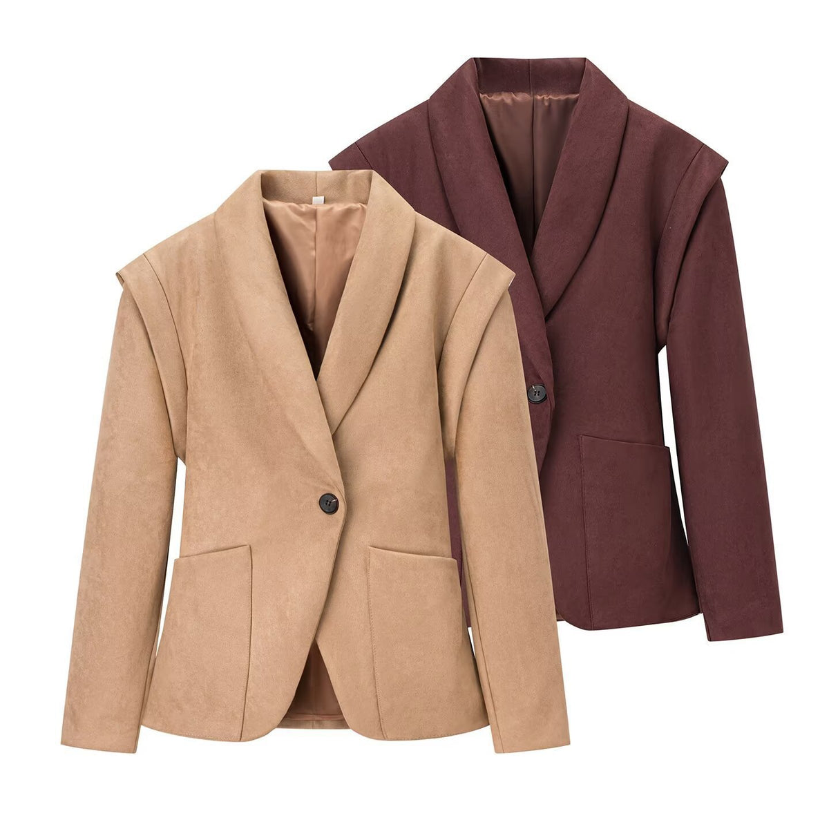 Women Oversized Blazer with Shawl Collar and Patch Pockets Fashion Glam