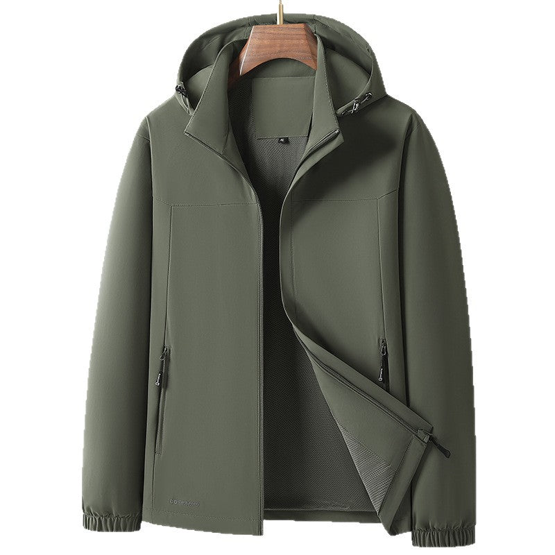 Men's Lightweight Softshell Hybrid Jacket with Hood, Breathable Mesh Lining and Hidden Zip Pockets Fashion Glam