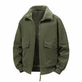 Men's Military Inspired Thermal Bomber Jacket with Teddy Lining, Arm Pocket and Snap Flap Pockets Fashion Glam