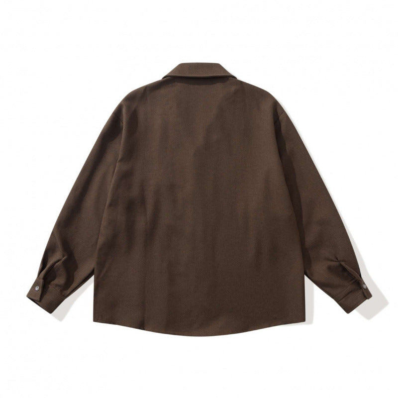 Unisex Oversized Lightweight Long Sleeve Shirt with Notched Collar, Chest Pocket and Boxy Silhouette Fashion Glam