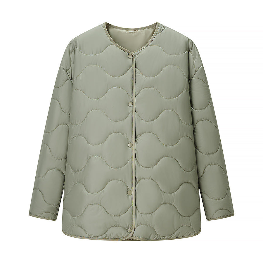 Women’s Oversized Padded Jacket in Cocoon Cut with Press Stud Closure Fashion Glam