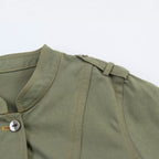 Women's short jacket in utility style with stand-up collar and shoulder straps Fashion Glam