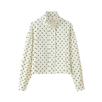 Women's short jacket with stand-up collar, boxy cropped cut and polka dot print Fashion Glam