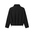 Unisex Short cut boxy zip blouson jacket with shirt collar, drawstring hem and snap button pockets Fashion Glam