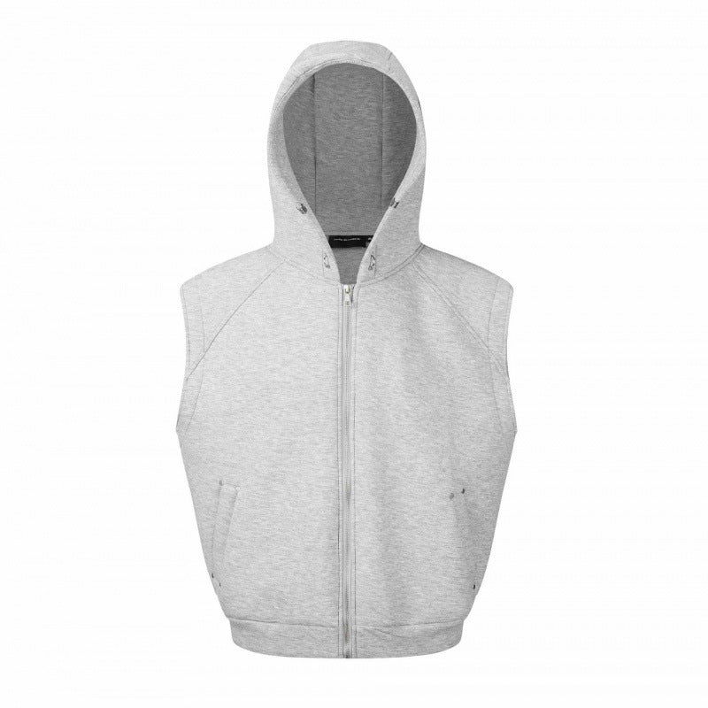Unisex Sleeveless Hooded Vest with Full Zip and Kangaroo Pockets Fashion Glam