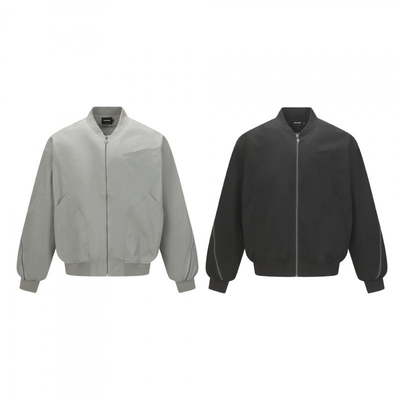 Unisex Boxy-Bomber jacket with full zip, ribbed hem and chest welt pocket Fashion Glam