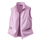 Women's Sleeveless Softshell Vest with Stand-Up Collar, Stretch Lining and Two-Way Zipper Fashion Glam