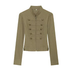 Ladies tailored field jacket in regimental style with stand-up collar and decorative stripes Fashion Glam