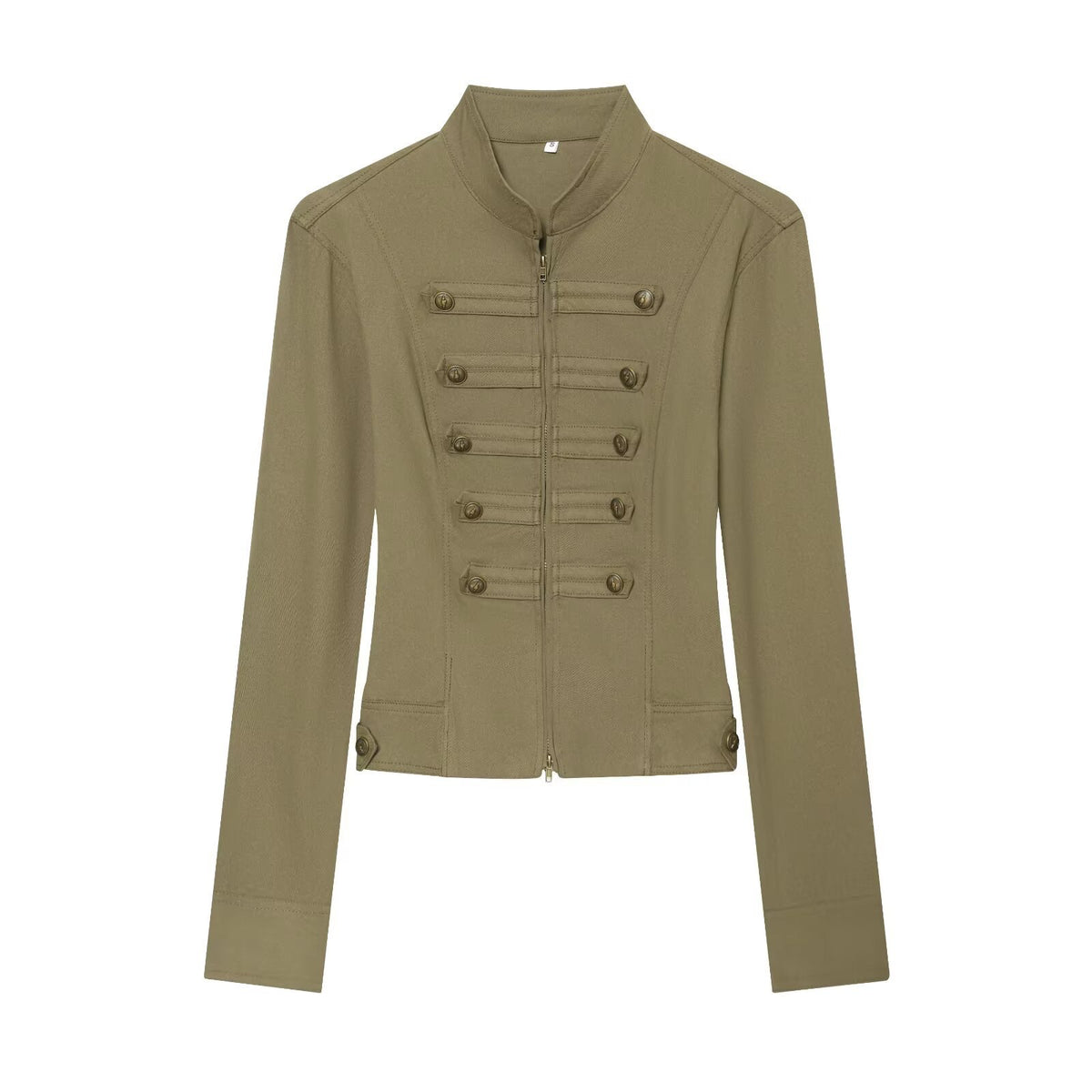 Ladies tailored field jacket in regimental style with stand-up collar and decorative stripes Fashion Glam