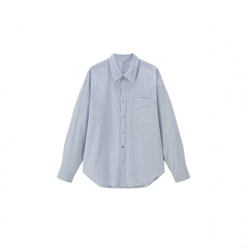 Unisex Loose-Fitting Checked Overshirt with Patch Chest Pocket and Curved Hem Fashion Glam
