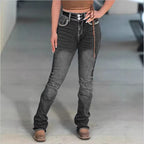 Women High-Waisted Slim-Straight Jeans with V-Shaped Waist and Superstretch Denim Fashion Glam
