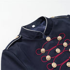 Women’s military-inspired parade jacket with stand-up collar and decorative button placket Fashion Glam