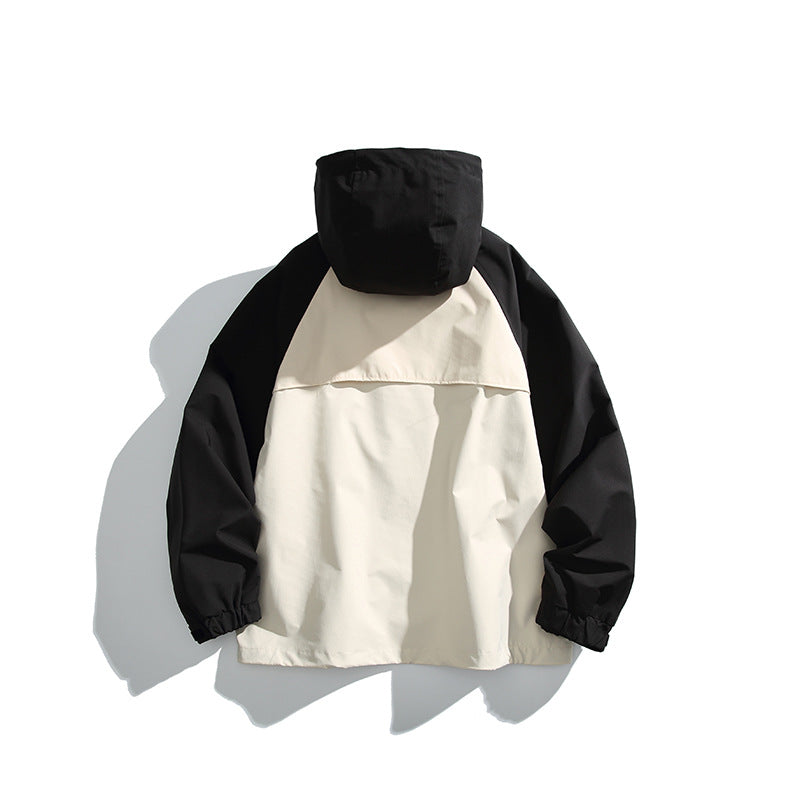 Unisex Lightweight two-tone wind and rain jacket with hood, water-repellent shell and adjustable hem Fashion Glam
