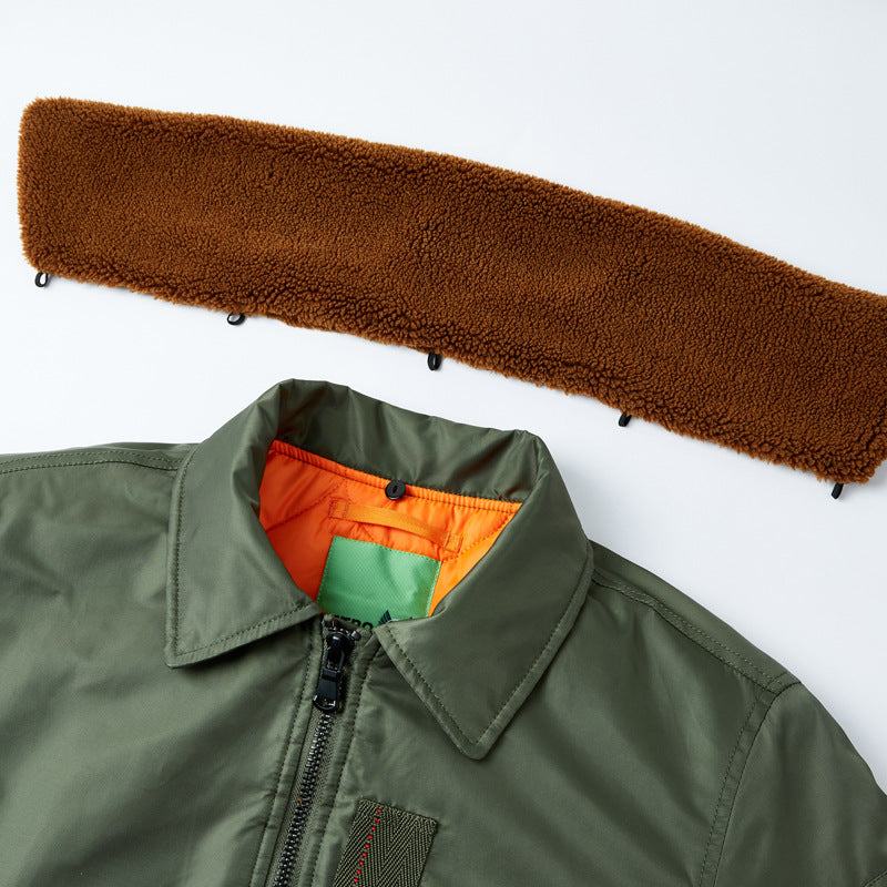 Men's pilot bomber jacket with teddy collar, water-repellent nylon shell and sleeve utility pocket Fashion Glam