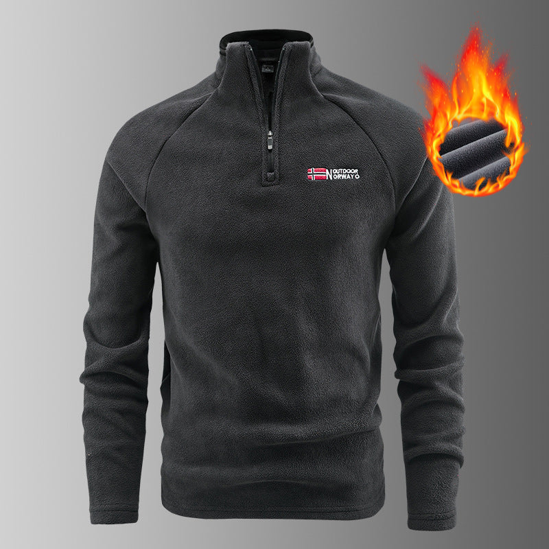 Men's warming microfleece troyer with half zipper, ergonomic raglan sleeves and cozy inner structure Fashion Glam