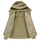 Men's Thermo Softshell Jacket with Sherpa Lining, Hood and Concealed Zipper Pockets Fashion Glam