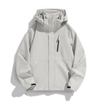 Women's Water-Repellent Hooded Transitional Jacket with Adjustable Hood, Concealed Front Placket and Multifunctional Pockets Fashion Glam