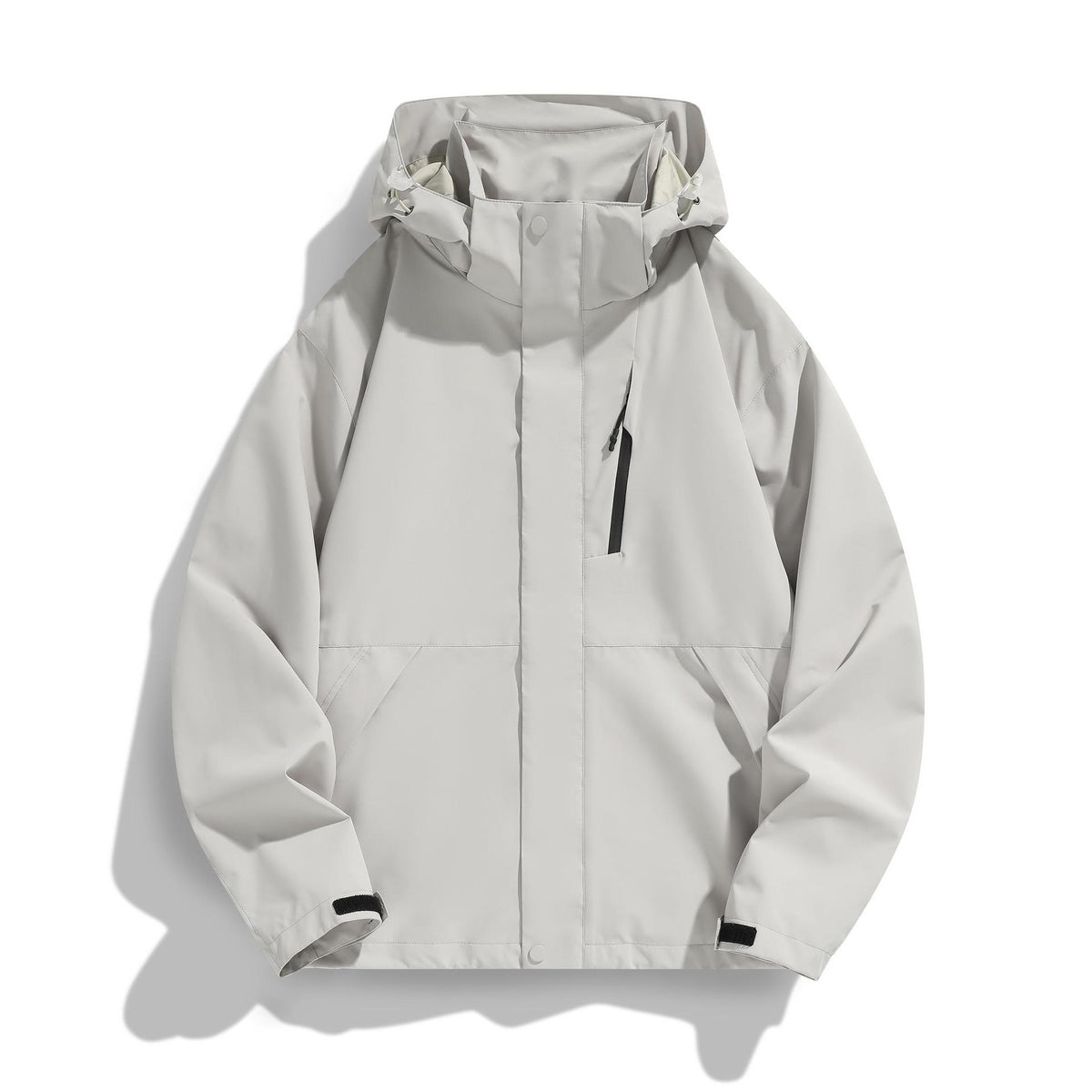 Women's Water-Repellent Hooded Transitional Jacket with Adjustable Hood, Concealed Front Placket and Multifunctional Pockets Fashion Glam
