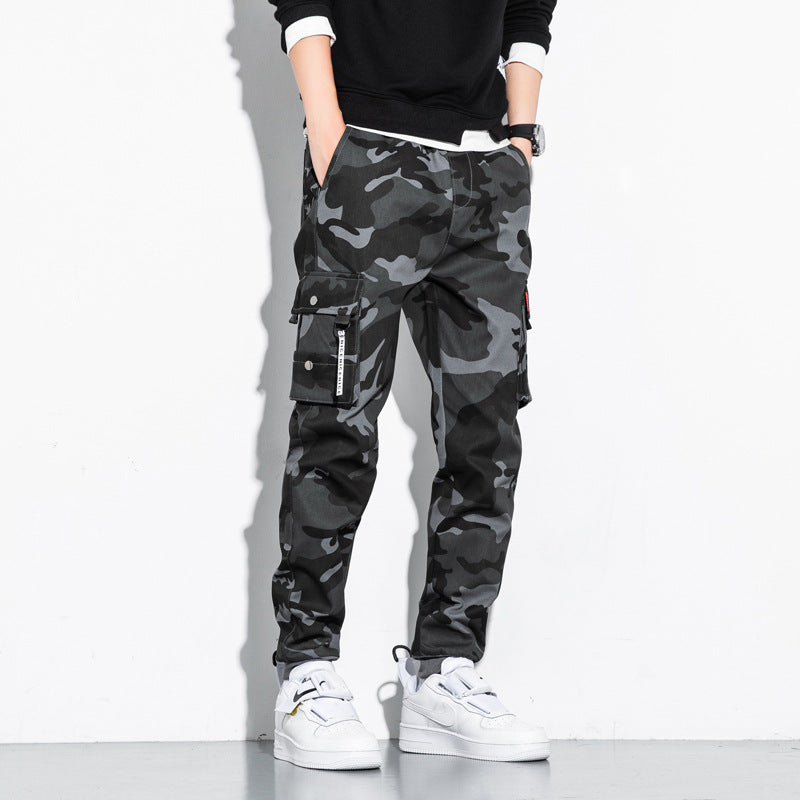 Men's Camouflage Cargo Jogging Pants with Tapered Cut, Elastic Waistband, and Multifunctional Pockets Fashion Glam