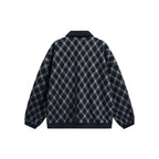 Unisex Oversize Polo-Halfzip-Pullover with Argyle Structure Fashion Glam