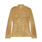 Women's suede military-style jacket with stand-up collar Fashion Glam