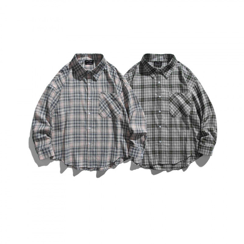 Unisex Oversize Check Shirt Jacket in Boxy Cut with Chest Pocket and Rounded Hem Fashion Glam