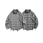 Unisex Oversize Check Shirt Jacket in Boxy Cut with Chest Pocket and Rounded Hem Fashion Glam