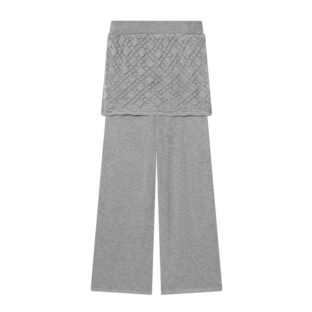 Women's Lightweight Fine Knit Loungewear Set with Round Neck and Wide Palazzo Pants Fashion Glam